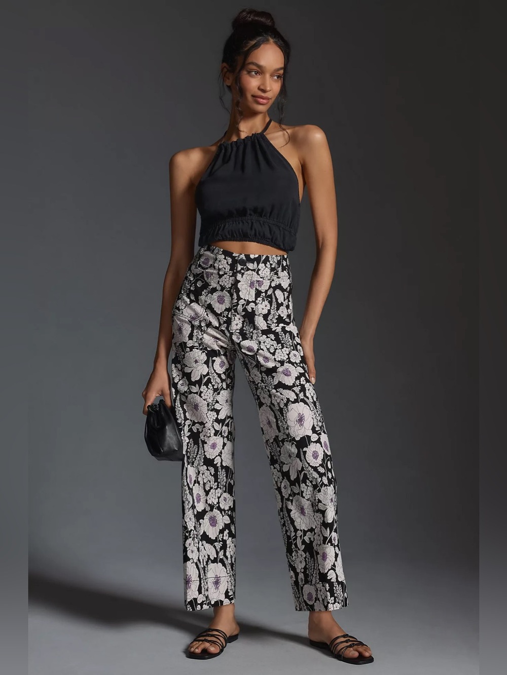 ANTHROPOLOGIE MAEVE Pants The Collette Wide Leg High Rise Floral Size 31 New